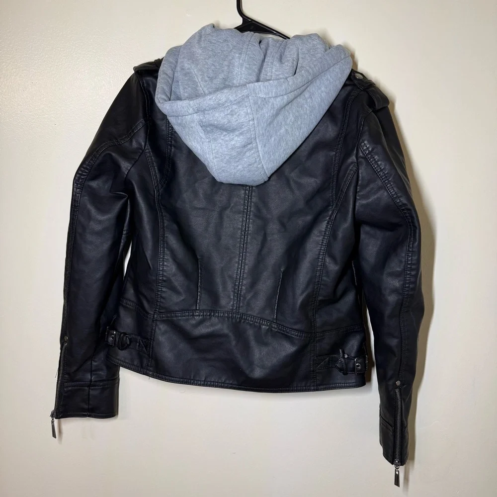 Jou Jou Black Bomber Jacket with Gray Removable Liner and Hood - Picture 2 of 6